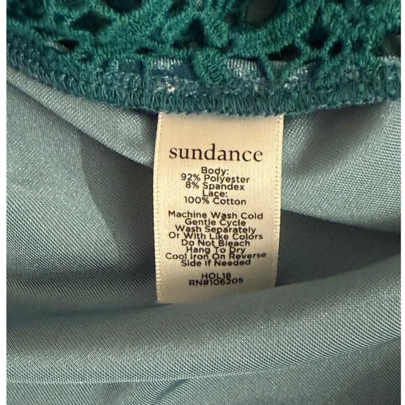 Sundance Lily's Paramour Velvet Long Sleeve Crochet Lace Top M Teal Green Boho - Picture 6 of 9